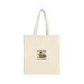 Tote Bag — "Working Online By Telepathic Means And School" Cute Cat Remote Work Canvas Tote