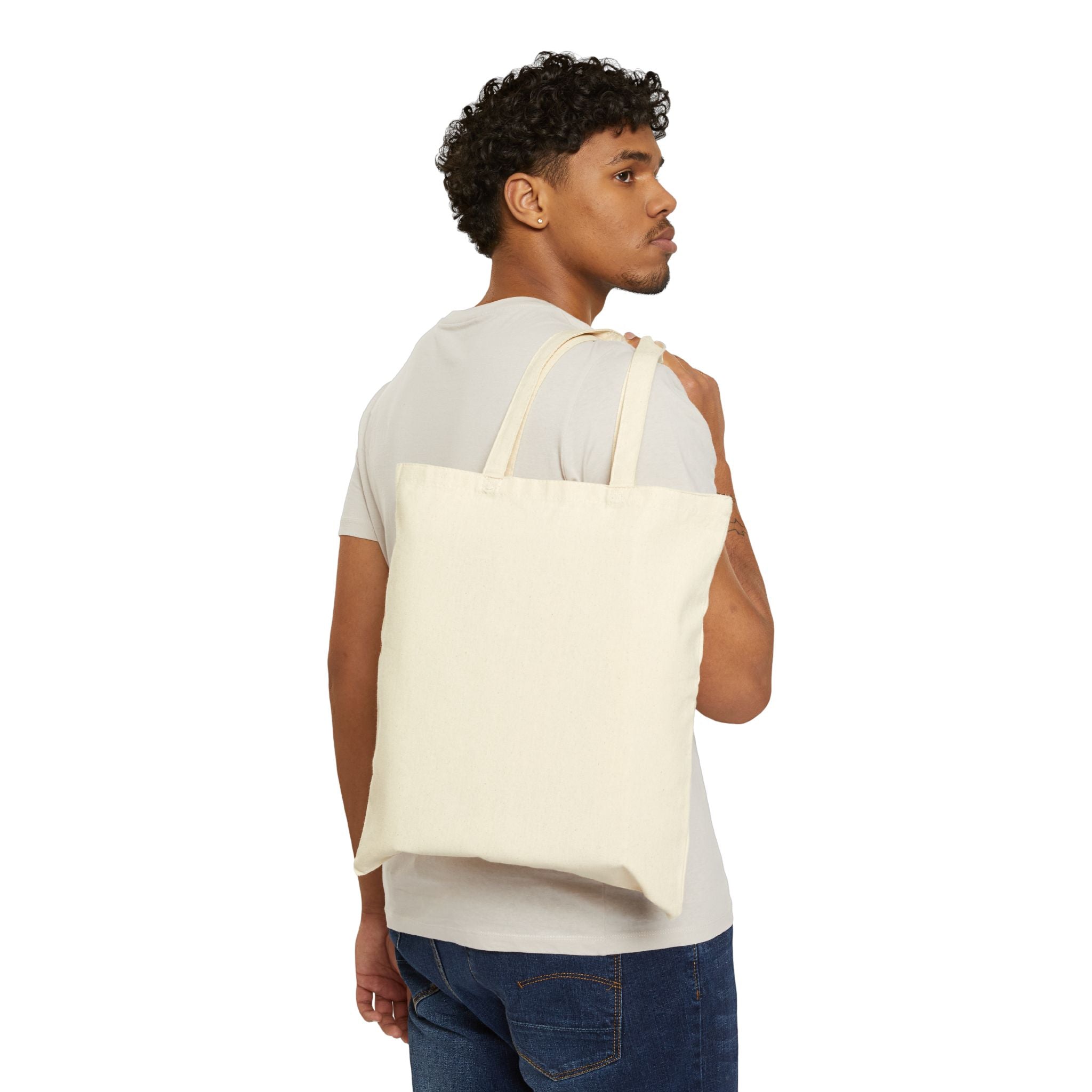 Tote Bag — "Working Online By Telepathic Means And School" Cute Cat Remote Work Canvas Tote