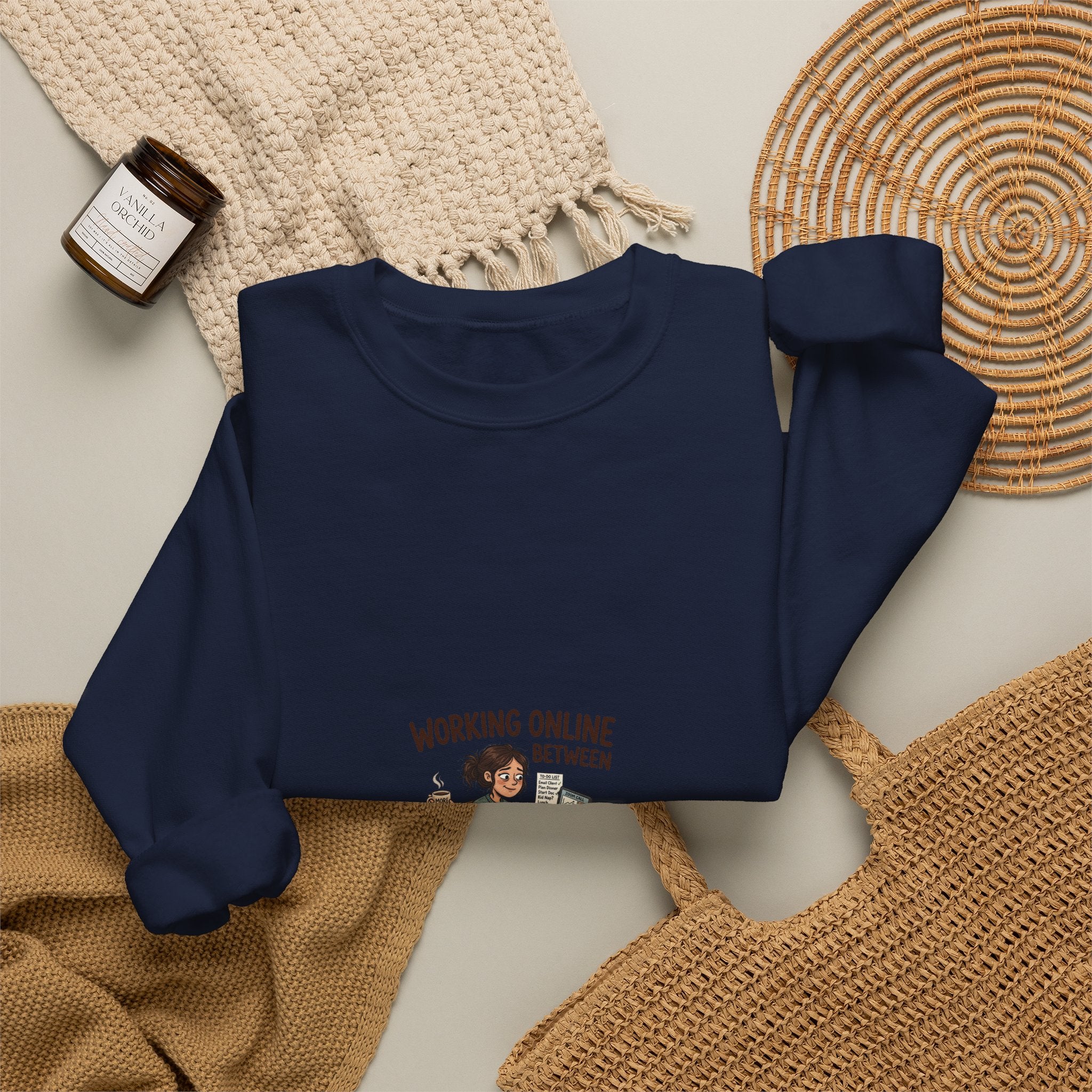 Working Online, Half Time at Home Sweatshirt — Remote Work Crewneck
